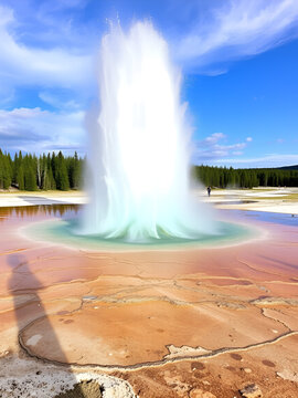 Spasmodic Geyser in Upper Geyser Basin in Yellowstone National Park Wyoming.