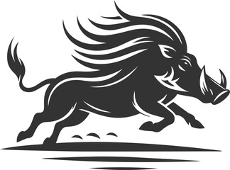 Vector silhouette of a warthog animal isolated drawing black