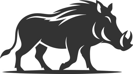 Vector silhouette of a warthog animal isolated drawing black