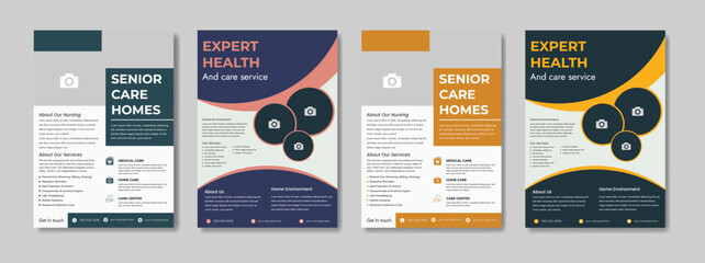 senior care best service flyer, care center flyer template, senior care flyer template, home care service flyer, medical charity flyer template with brochure creative layout shape