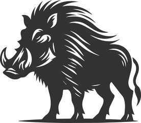 Vector silhouette of a warthog animal isolated drawing black