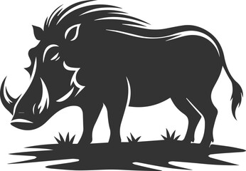 Vector silhouette of a warthog animal isolated drawing black
