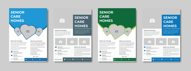 senior care best service flyer, care center flyer template, senior care flyer template, home care service flyer, medical charity flyer template with brochure creative layout shape