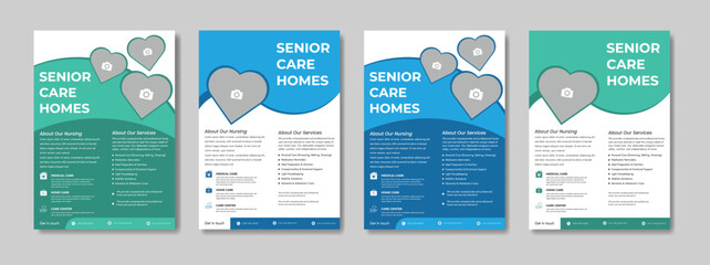 senior care best service flyer, care center flyer template, senior care flyer template, home care service flyer, medical charity flyer template with brochure creative layout shape