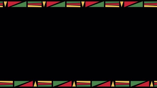 Abstract African Pattern Border video overlay background on transparent background, alpha channel