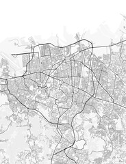 Obraz premium Semarang City Map. Minimalist black and white line art poster for printing, wallpaper, wall art for home and office decor