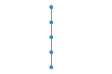 Minimalist vertical timeline with five blue dots representing milestones or progress, isolated on a transparent background