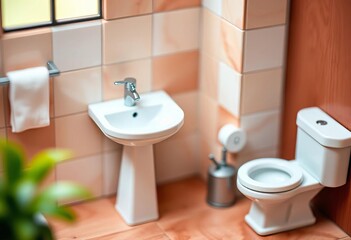 Fototapeta premium Miniature bathroom suite, sink & faucet, Philippine setting, vintage, game