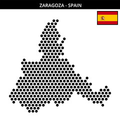 Big hexagonal dotted map of zaragoza in Spain
