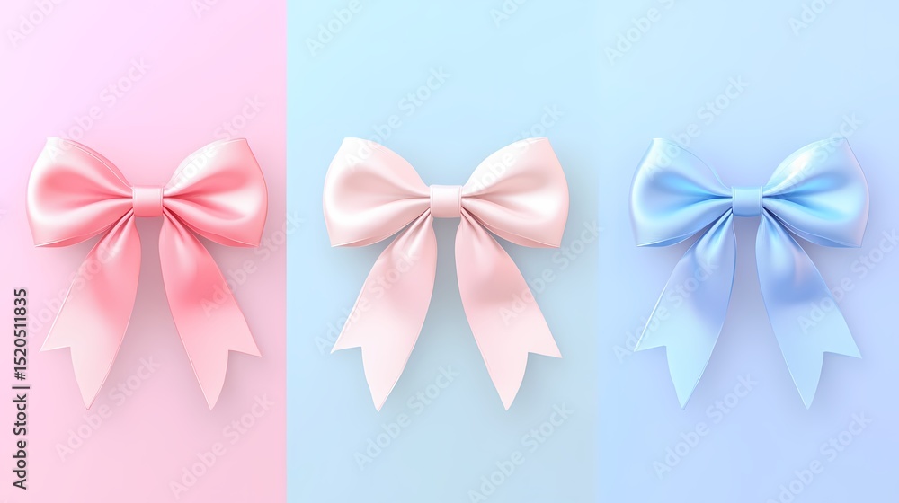 Poster minimal bow vector with transparent effect on pastel background
