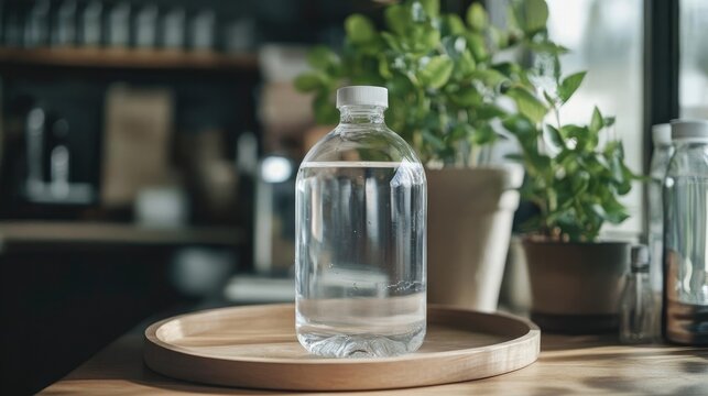 Close up of plastic-free water packaging solutions offering alternatives to bottled water made from plant-based materials, reducing plastic waste in the beverage industry