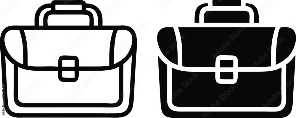 Poster minimalist line art vector briefcase icon with gray outline and professional design