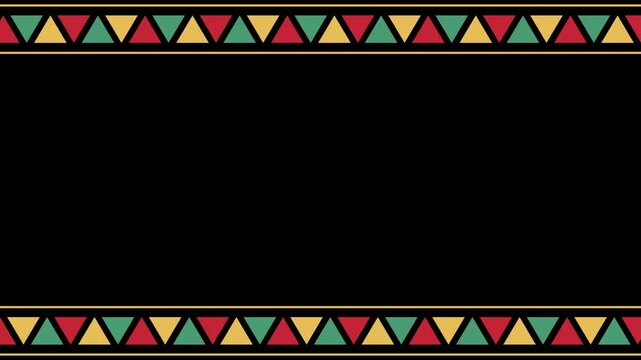 Abstract African Pattern Border video overlay background on transparent background, alpha channel