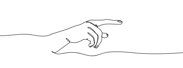Obraz premium Continuous line, hand pointing, index finger Line Art Vector Transparent Background Edit Stroke.
