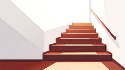Wood stairs leading upward in a light interior.