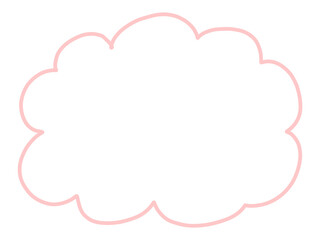 線画・手書きの雲形フレームのイラスト（主線あり：ピンク）
