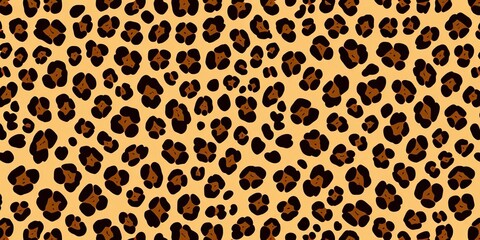 Seamless vector pattern of leopard print in beige, brown, and spotty textures, packaging, fabric