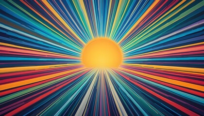 Retro Background with Colorful Rays and Sunburst Design for Vintage and Dynamic Projects