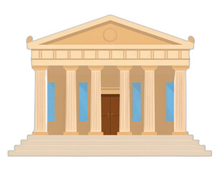Obraz premium Illustration of ancient greek temple building with columns and stairs on transparent background