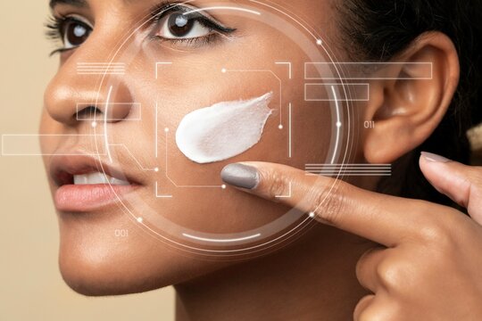 Closeup of a beautiful woman using a moisturizing cream for skincare routine - Powered by Adobe