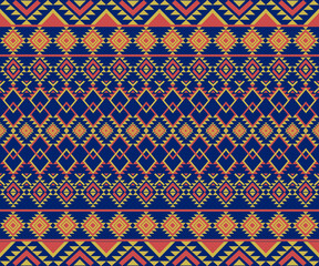 Geometric ethnic seamless pattern traditional tribal mexican design. Colorful repeating  of diamonds and triangles. 