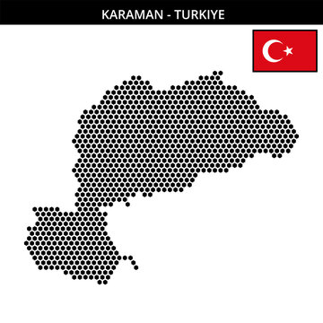 Medium hexagonal dotted map of karaman in Turkiye