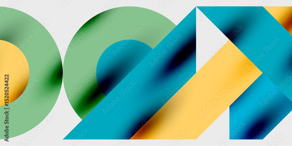 Aufkleber Abstract geometric shapes overlap, creating vibrant color gradients. Design features smooth transitions, modern aesthetic.