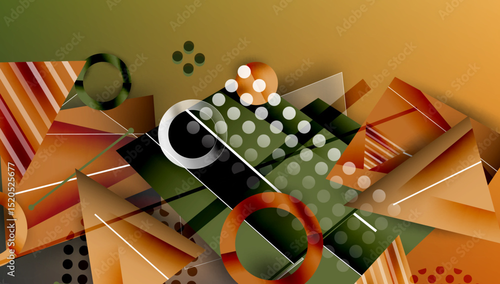 Aufkleber abstract composition. geometric shapes overlap, creating dynamic visual texture. warm tones dominate