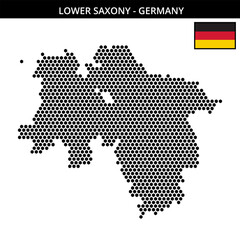 Medium hexagonal dotted map of lower-saxony in Germany