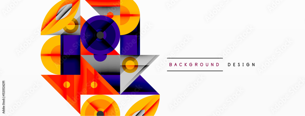 Poster abstract geometric shapes, vibrant colors, dynamic composition. modern design elements create visual
