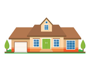House icon in flat style, Colorful Flat Residential House