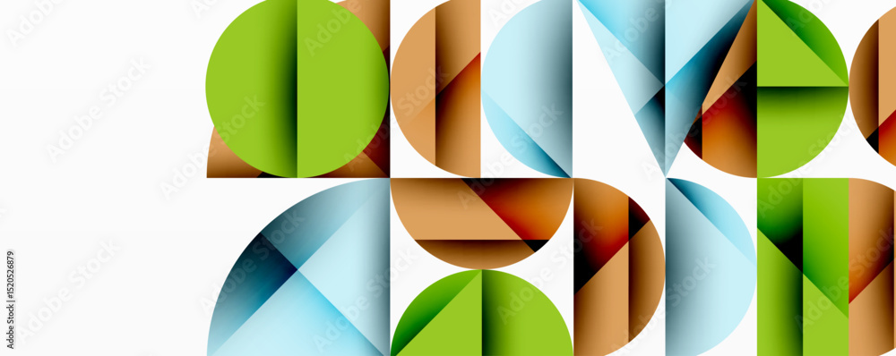 Poster abstract geometric composition. overlapping shapes create colorful text, modern design. minimalist a