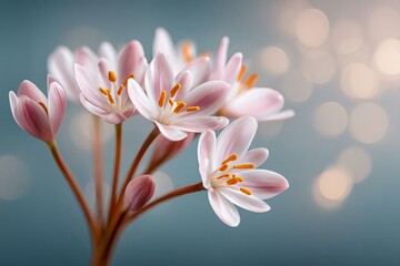 Fototapeta premium Delicate Pink Flowers with Blurred Background and Soft Lighting