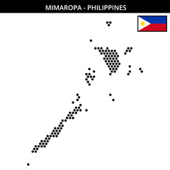 Medium hexagonal dotted map of mimaropa in Philippines
