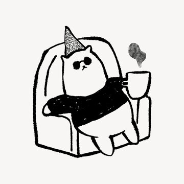 Chill cat sketchy character doodle illustration