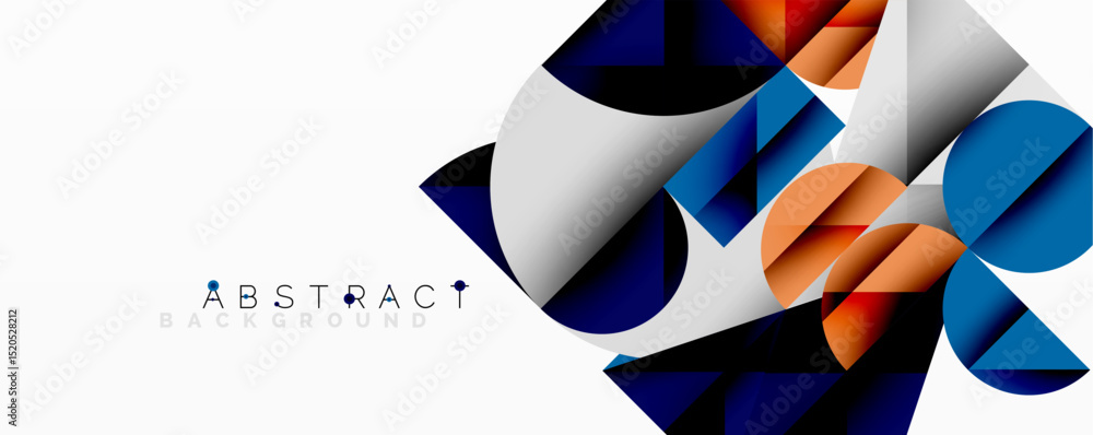 Poster modern abstract design features geometric shapes, vibrant colors, white space. composition creates d