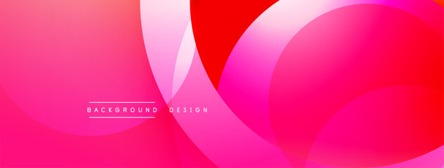 Abstract pink red design. Overlapping circles create dynamic visual effect. Text reads background design. Modern aesthetic.