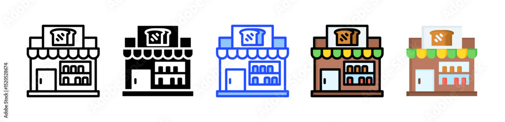 Poster bakery icon collection with multiple styles