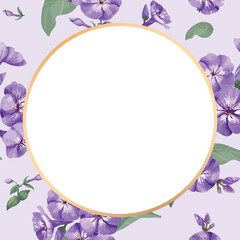 Gold round phlox flower frame design element