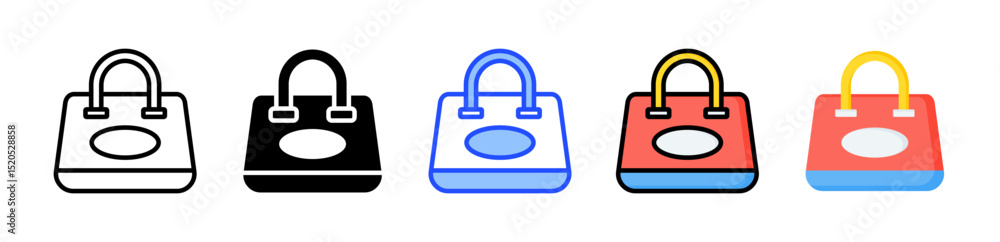 Poster shopping bag icon collection with multiple styles