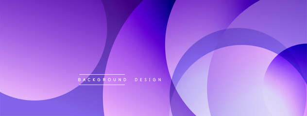 Abstract purple background. Overlapping circles create dynamic visual flow. Modern design suitable for digital projects.