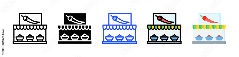 Poster spices icon collection with multiple styles
