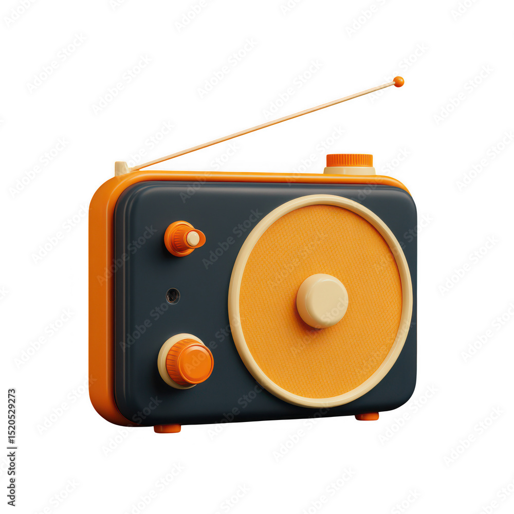 Poster retro radio design element isolated on transparent background