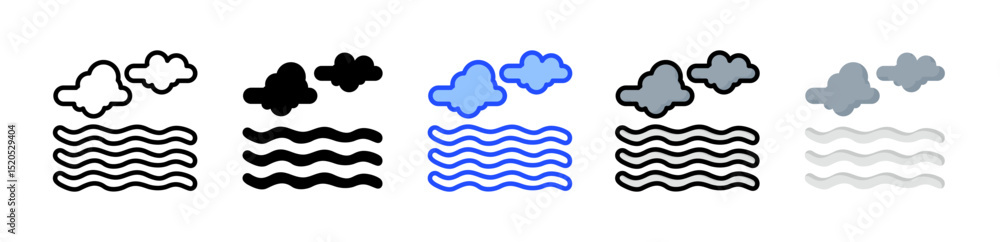 Poster foggy icon collection with multiple styles