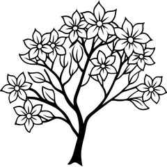 Obraz premium Simple Sakura Blossom Tree Vector on White