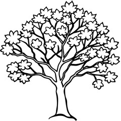 Simple Sakura Blossom Tree Vector on White