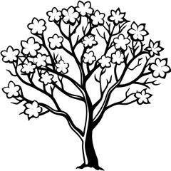 Simple Sakura Blossom Tree Vector on White