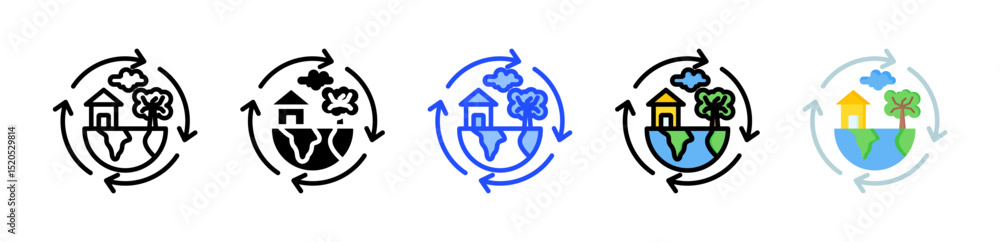 Poster ecosystem icon collection with multiple styles