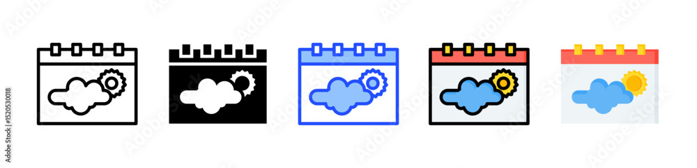 Poster calendar icon collection with multiple styles