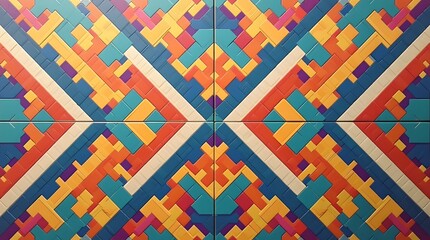 Abstract geometric pattern with vibrant colors. Suitable for backgrounds, textiles, and modern designs.